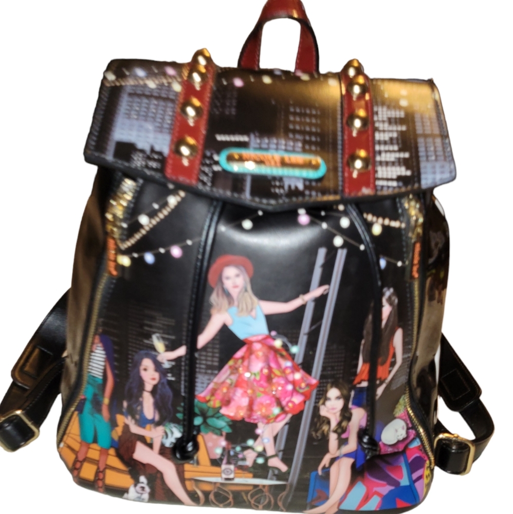 Nicole Lee Beaded Purse Drawstring Backpack Dancers Clubbing